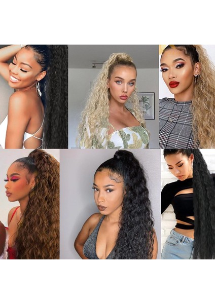 Lastik Tokalı At Kuyruğu Kabarık Afro Dalgalı / Küllü Kumral / Beyaz Platin Ombre modelleri