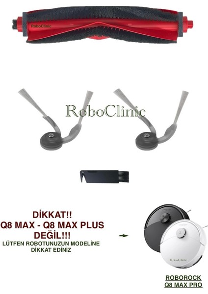 Roborock Q8 Max Pro Robot Süpürge ile Uyumlu Yedek Ana Fırça, Yan Fırça - 4 Parça