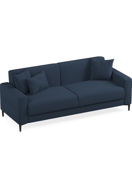Briza Plus Kadife Dokulu, 3'lü Yataklı Koltuk - Koyu Lacivert