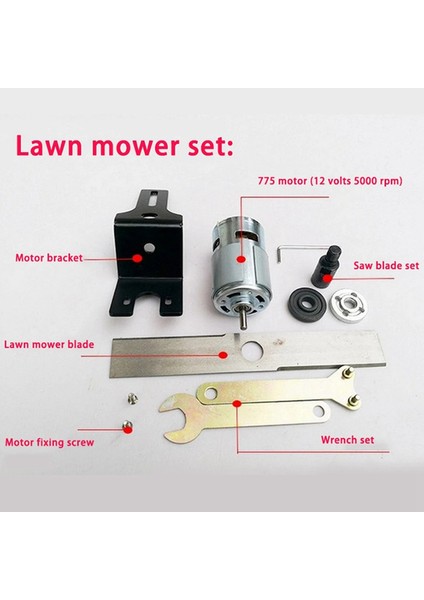 2x Dıy Çim Biçme Makinesi Seti Dc 12V 775 Motor Manganez Çelik Bıçak Bahçe Taşıma Araçları Mini Alet Çim Kesme Makinesi (Yurt Dışından) fırsatları