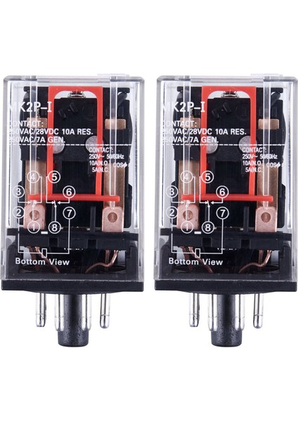 2x Ac 220V/230V Voltajı Pcb Güç Rölesi 8 Pıns Dpdt 2no 2nc MK2P-1 (Yurt Dışından)