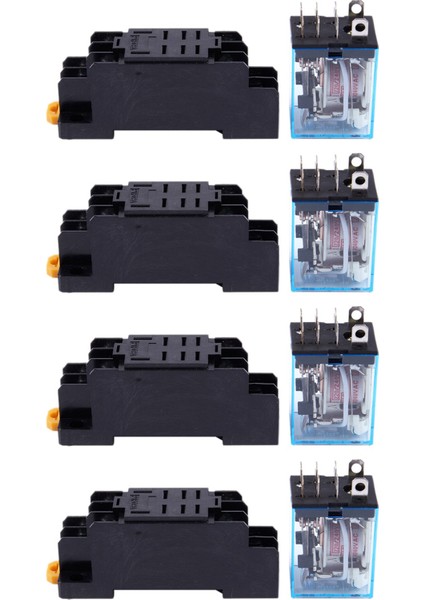 4x LY2NJ HH62P-L JQX-13F 220V Ac Dpdt Güç Rölesi 8 Pin W PTF08A Soket (Yurt Dışından)