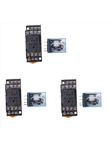 3x HH54P Dc 12V Bobini 4pdt 14 Pıne Elektromanyetik Güç Rölesi DYF14A Taban (Yurt Dışından)