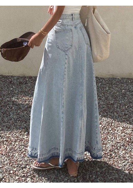 Kadın A Form Mavi Denim Etek fiyatları