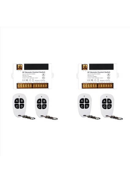 2x 4 Kanal Kablosuz Röle Uzaktan Kumanda Anahtarı 433 92 Mhz Rf AC90-250V 10A 4 Uzaktan Kumanda Röle Alıcı (Yurt Dışından)