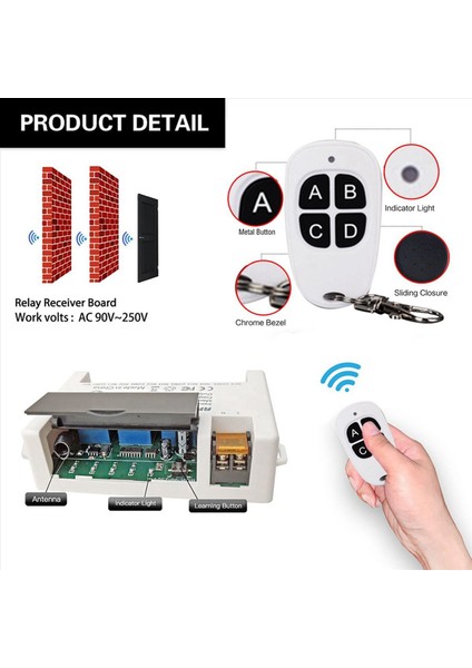 2x 4 Kanal Kablosuz Röle Uzaktan Kumanda Anahtarı 433 92 Mhz Rf AC90-250V 10A 4 Uzaktan Kumanda Röle Alıcı (Yurt Dışından) indirimleri