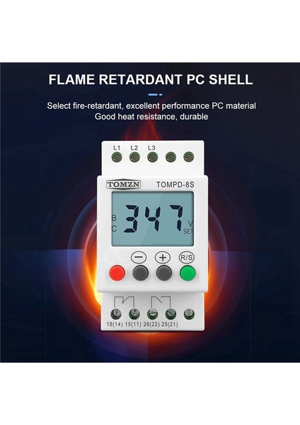 3x 3 Faz Din Rayı Aşırı Voltaj Koruyucu Altında Ayarlanabilir Voltaj Izleme Sırası Koruma Rölesi (Yurt Dışından) modelleri