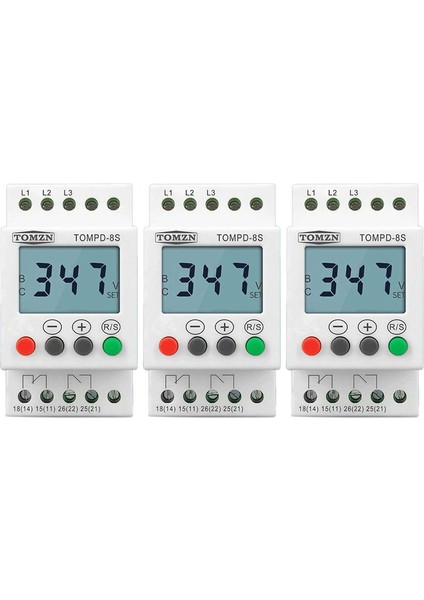 3x 3 Faz Din Rayı Aşırı Voltaj Koruyucu Altında Ayarlanabilir Voltaj Izleme Sırası Koruma Rölesi (Yurt Dışından) indirimleri