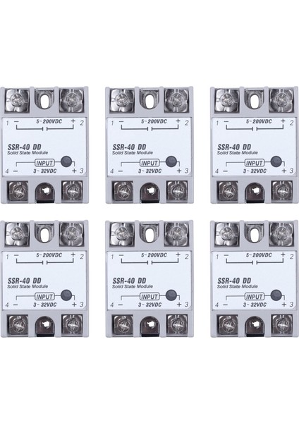 6x Tek Faz Katı Hal Rölesi Dc-Dc SSR-40DD 40A DC3-32V DC5-60V Beyaz+Gümüş (Yurt Dışından)