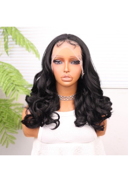 Siyah Bebek Saçlı Geniş Dalgalı Fiber Sentetik Tül Peruk fiyatları