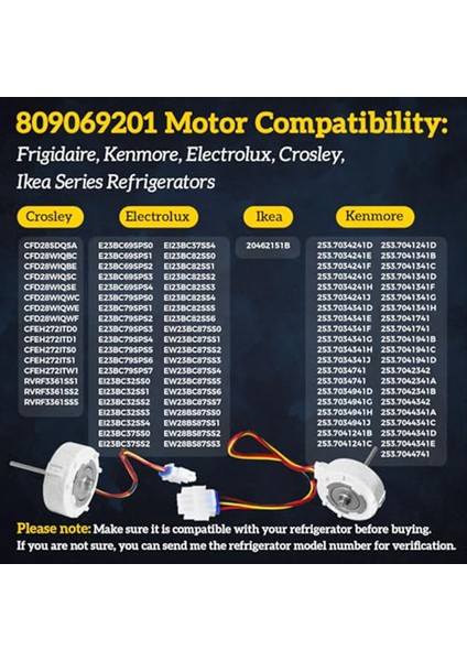 809069201 AP6041795 Frigidaire Kenmore Electrolux DGHD2361 Için Evaporatör Fan Motoru 253 70342 4456990 PS11775846 (Yurt Dışından) fırsatları