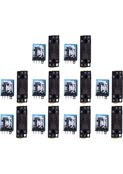 10X 12V Dc Güç Rölesi Dpdt LY2NJ HH62P-L JQX-13F 10A PTF08A Soket Tabanı (Yurt Dışından)