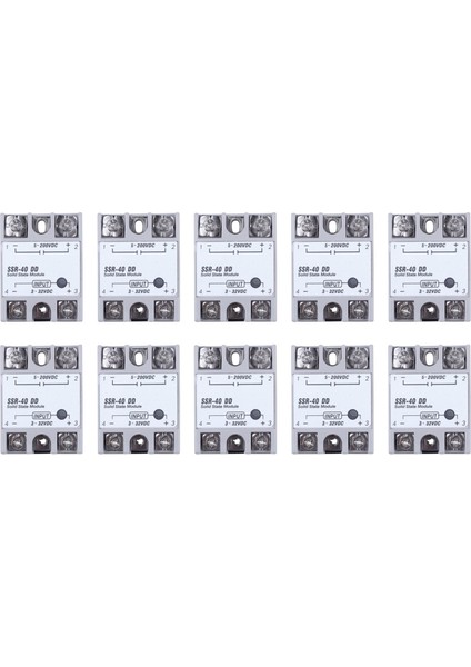 10X Tek Faz Katı Hal Rölesi Dc-Dc SSR-40DD 40A DC3-32V DC5-60V Beyaz+Gümüş (Yurt Dışından)