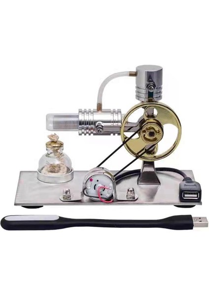 USB Konnektörü ve Gece Işığı ile L-Şekil Stirling Motor Modeli Stirling Motor Modeli Eğitim Oyuncak (Yurt Dışından)