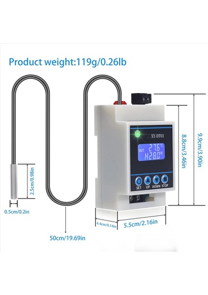 5x XY-DT01 Dijital Sıcaklık Denetleyicisi -40-110 ° C LCD Ekran ve Su Geçirmez Sensörlü (Yurt Dışından) fiyatları