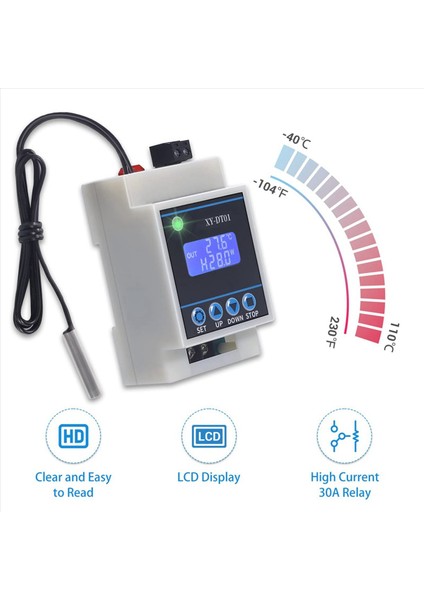 5x XY-DT01 Dijital Sıcaklık Denetleyicisi -40-110 ° C LCD Ekran ve Su Geçirmez Sensörlü (Yurt Dışından) modelleri