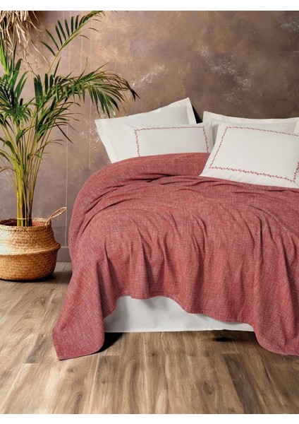 Embrova Şönil Çift Kişilik Yatak Örtüsü/pike Takımı Loom Bordo
