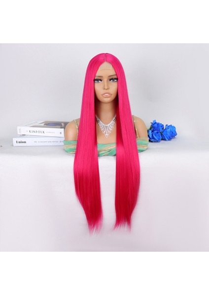 Koyu Pembe Ekstra Uzun Tül Peruk