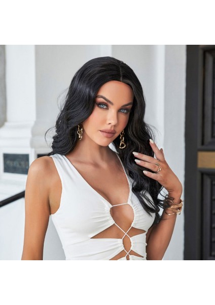 Siyah Su Dalgalı Uzun Boy Tül Peruk fırsatları