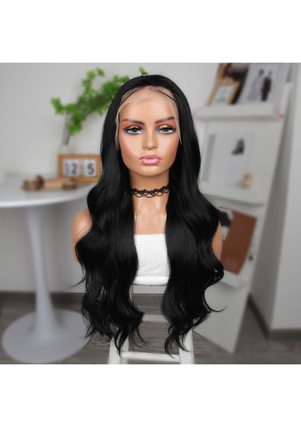 Siyah Fiber Sentetik Geniş Dalgalı Tül Peruk fiyatları