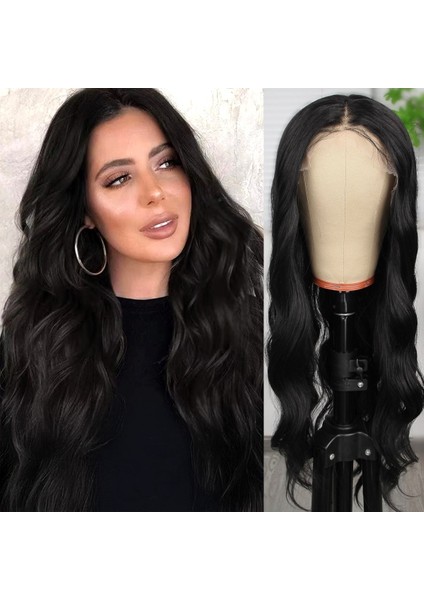Siyah Dalgalı Fiber Sentetik Tül Peruk