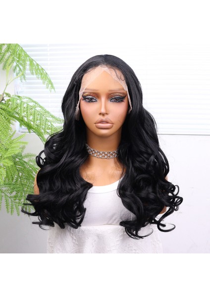 Siyah Bebek Saçlı Dalgalı Fiber Sentetik Tül Peruk fiyatları