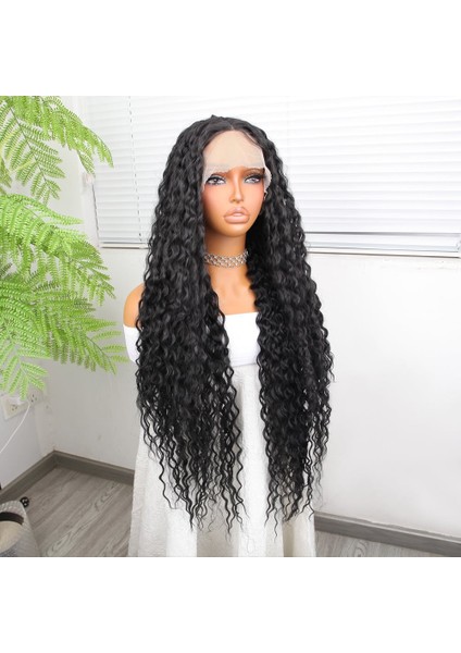 Afro Dalga Siyah Fiber Sentetik Tül Peruk fiyatları