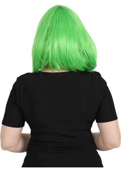 Küt Kahküllü Fiber Sentetik Peruk / Neon Yeşil fırsatları