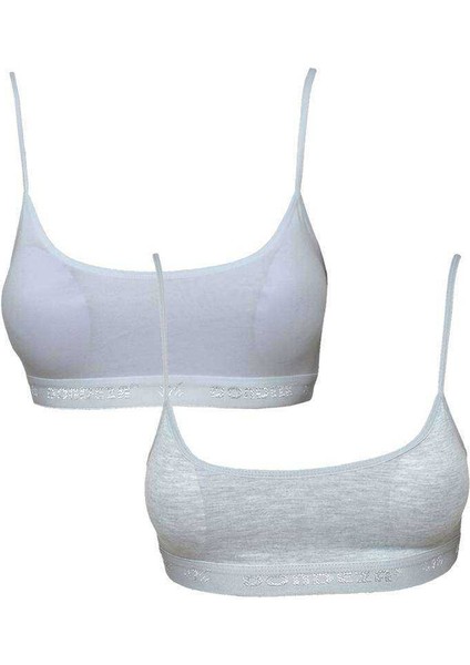 Pedli Ip Askılı Beyaz ve Gri Büstiyer 2 Adet