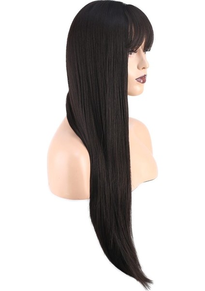 Düz Perçemli Uzun Fiber Sentetik Peruk / Kahverengi modelleri