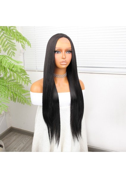 Siyah Düz Uzun Tül Peruk fırsatları