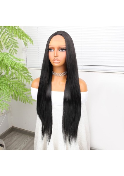 Siyah Düz Uzun Tül Peruk indirimleri