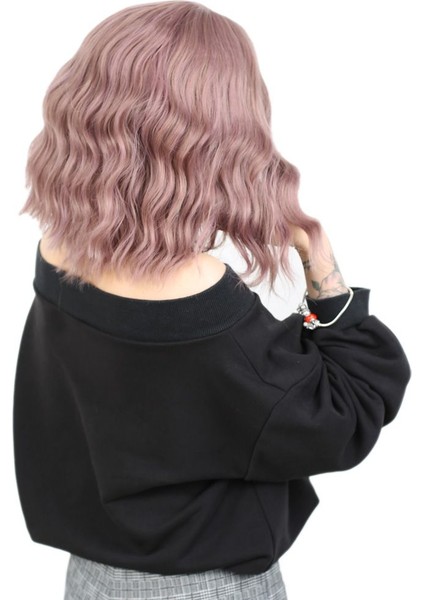 Fiber Sentetik Kısa Dalgalı Perçemsiz Peruk / Gül Kurusu fiyatları