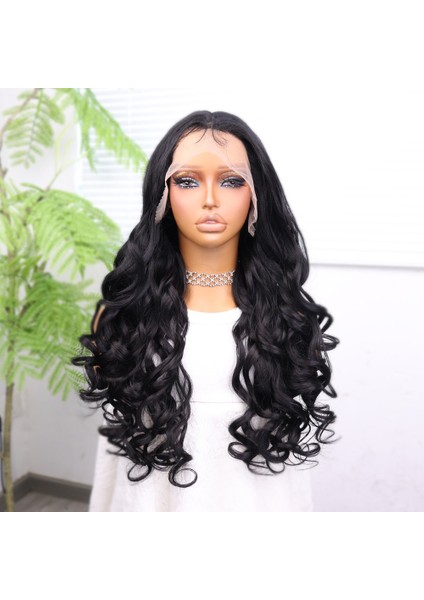Siyah Bebek Saçlı Fiber Sentetik Dalgalı Tül Peruk fiyatları