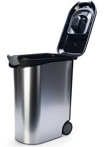 Yzlal Beeztees Mama Saklama Kabı, Plastik, Tekerlekli, Özel Kapaklı, Dışı Metal Görünümlü 54L fiyatları