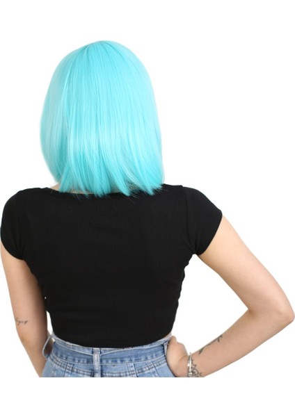 Küt Kahküllü Fiber Sentetik Peruk / Bebek Mavisi fırsatları