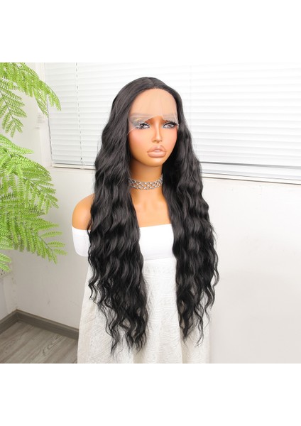 Siyah Su Dalgalı Fiber Sentetik Tül Peruk fırsatları