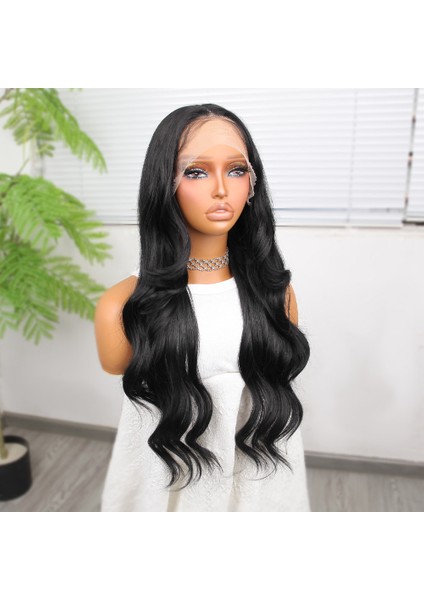 Siyah Fiber Sentetik Dalgalı Tül Peruk fırsatları