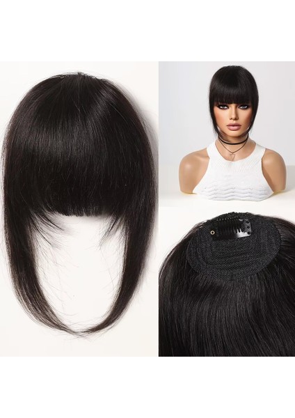 Yoğun Gerçek Saç Perçem / Siyah fırsatları