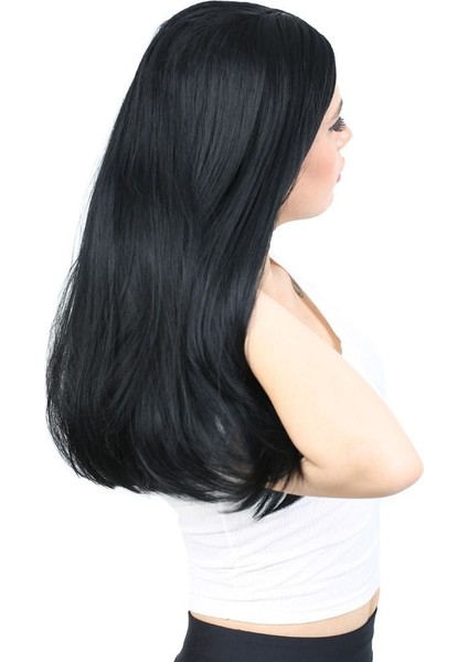 Fiber Sentetik Uzun Düz Peruk / Siyah fiyatları