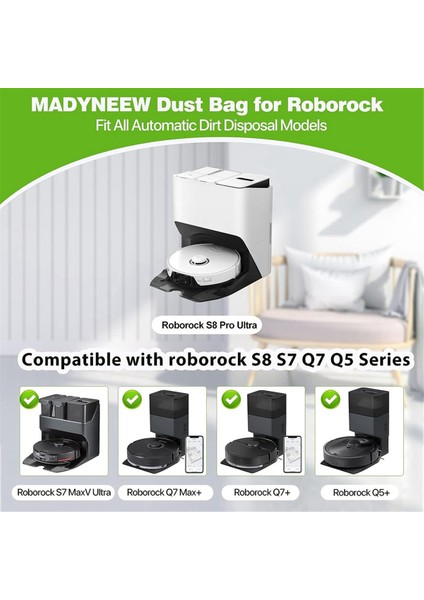 Roborock S8+ / S8 Pro Ultra / S7 Maxv Ultra / Q5 / Q5+ / Q7+ / Q7 Max+ Elektrikli Süpürge Torbası Için 12 Adet Toz Torbası Yedeği (Yurt Dışından) modelleri