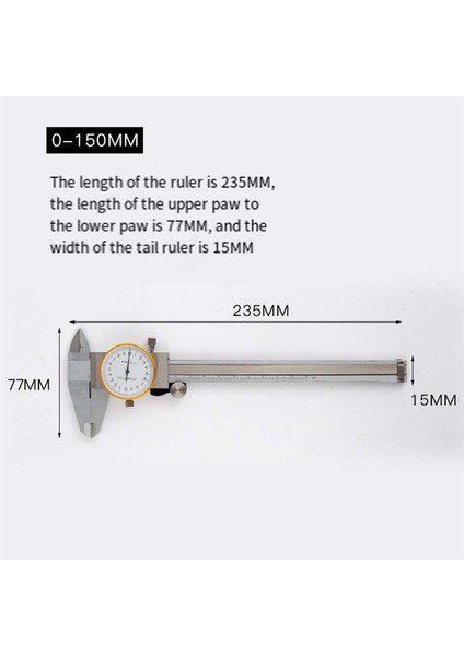 0 02MM Hassasiyetli Çift Yönlü Şok Geçirmez Kadran Kaliperler 150HEIGHT Çapı Ölçüm Vernier Kaliperler (Yurt Dışından) fırsatları