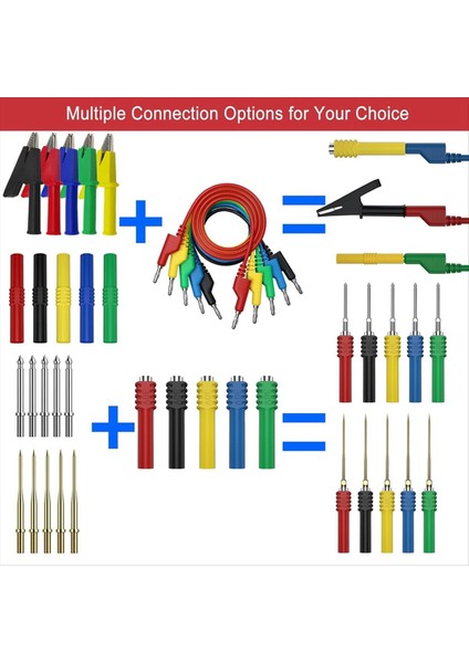 Banana Fiş Silikon Testi Kurşunları Kiti Dişleme Problu 4mm Istiflenebilir Muz Fişi Multimetre Için Otomotiv Test Kurşunları (Yurt Dışından) fiyatları