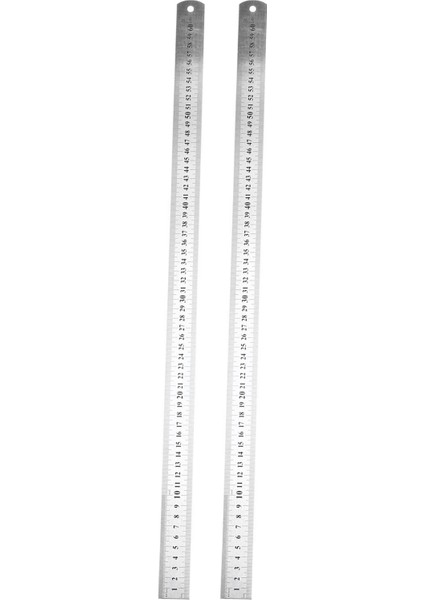 2x Paslanmaz Çelik Çift Taraflı Düz Kenar Cetveli Ölçüyor 60CM/24 Inç Gümüş (Yurt Dışından)