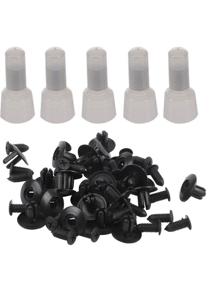 25 Adet Plastik Itme Tampon Çamurluk Kapı Perçinleri Klips 8mm Delik Siyah ve 100PCS Naylon Kapalı Uç Yalıtımlı Konektörler Tel Kıvrım Terminali 16-14 Awg (Yurt Dışından)