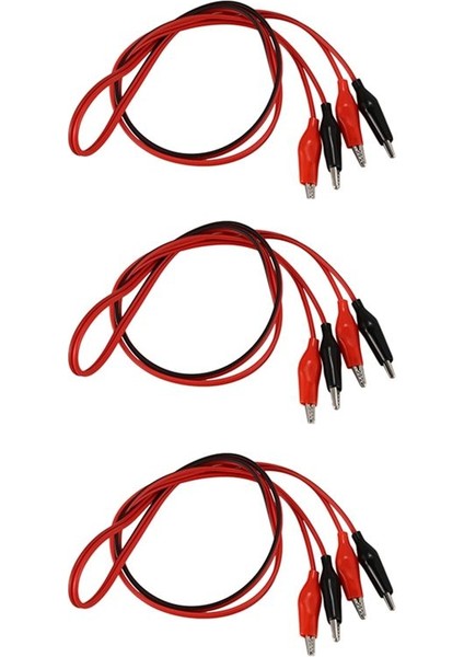 3x 1m Çift Uçlu Timsah Klipsleri Test Kurşun Atlama Kablosu (Yurt Dışından)