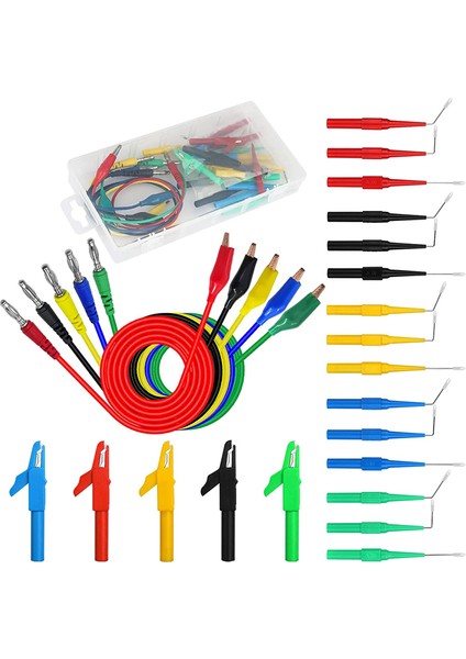 25 Adet Otomotiv Test Kurşun Kiti Arka Prob Timsah Klipsi Timsah Klipsi 4mm Muz Fiş Test Probu Arka Prob (Yurt Dışından)