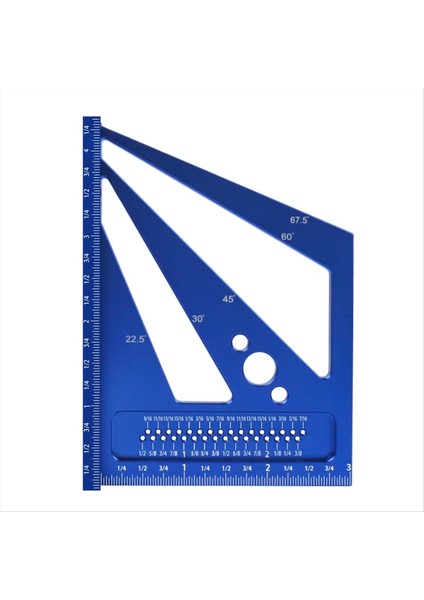Ahşap Işleme Ölçüm Cetveli 22 5/30/45/60/67 5 Degree Square Cetvel Restantı Mühendis Carpenter Çizim-Mavi Inç Için (Yurt Dışından)