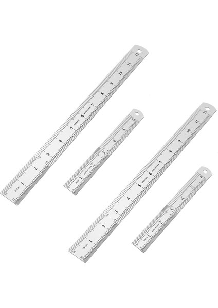 2x Paslanmaz Çelik Cetvel 12 Inç + 6 Inç Metal Cetveller (Yurt Dışından)