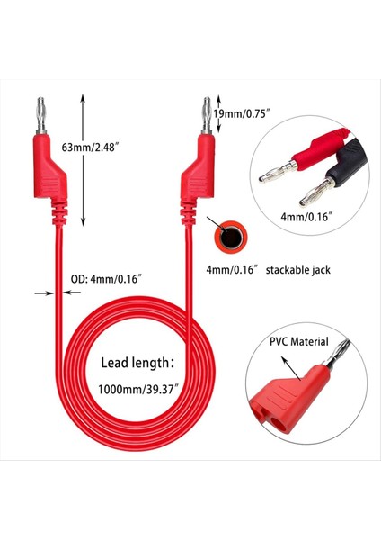 Banana Fiş Silikon Testi Kurşunları Kiti Dişleme Problu 4mm Istiflenebilir Muz Fişi Multimetre Için Otomotiv Test Kurşunları (Yurt Dışından) fırsatları